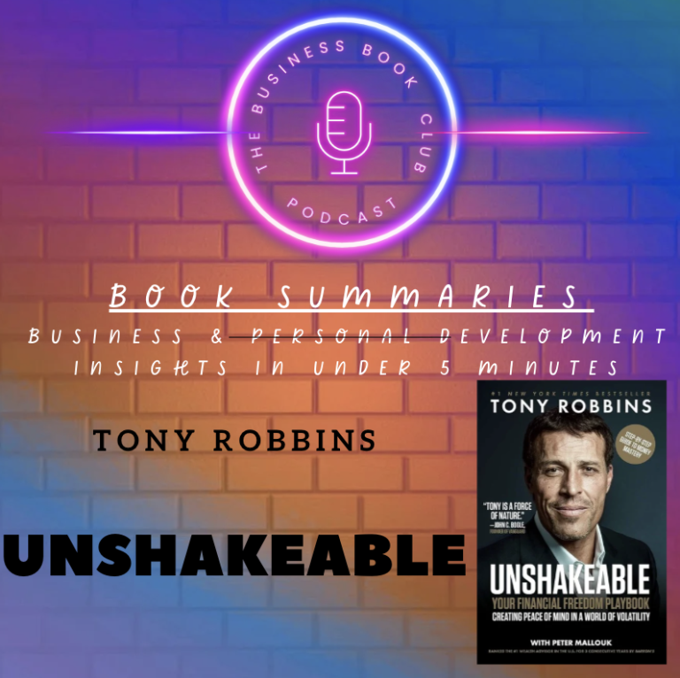 Cover of "Unshakeable" by Tony Robbins with a vibrant gradient background.