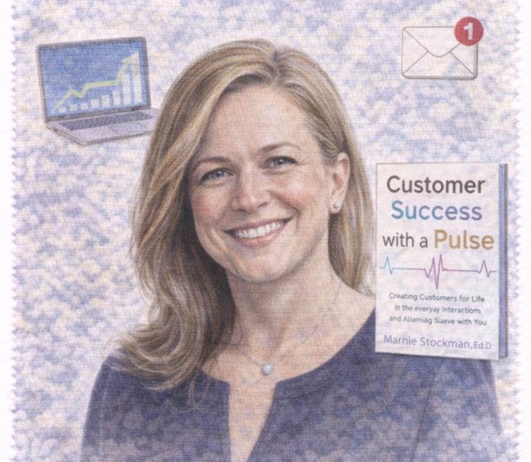 A woman smiles brightly next to a man, both in a casual setting with sports memorabilia. Nick Coniglio & Marnie Stockman