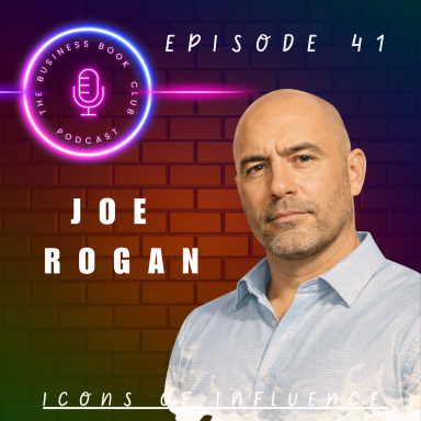 A promotional graphic featuring Joe Rogan for a podcast episode.