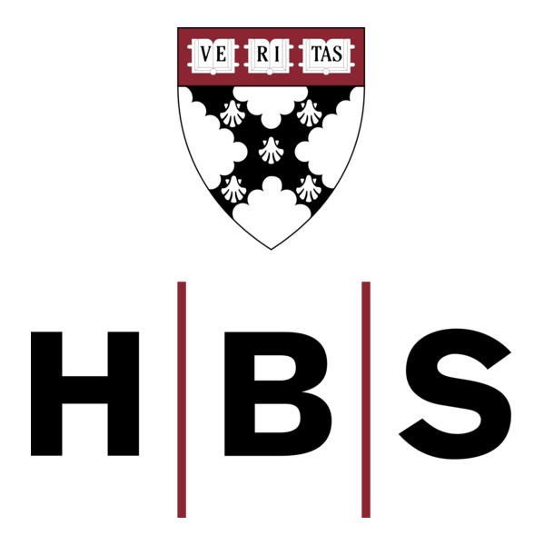 Harvard Business School logo featuring a shield and "HBS" letters.