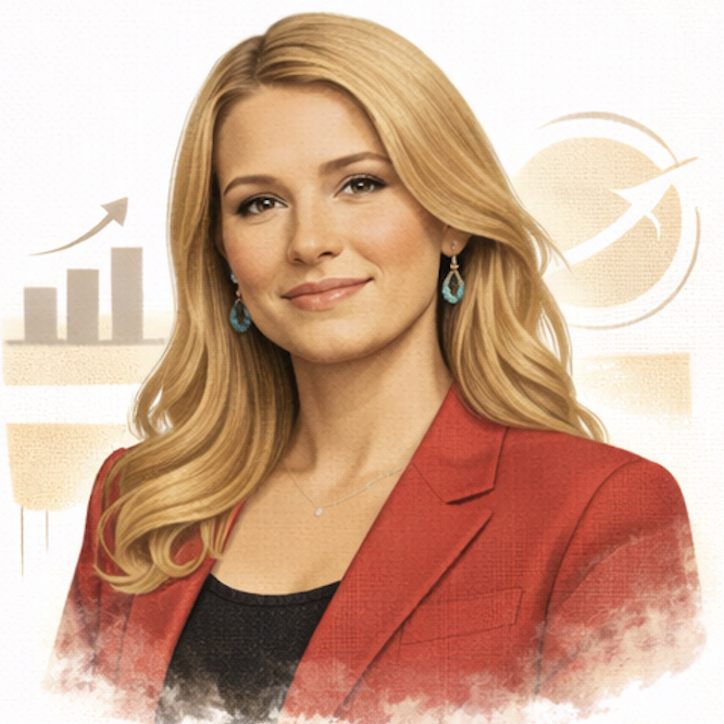 Smiling woman with long hair, wearing earrings and a black outfit. Blake Lively