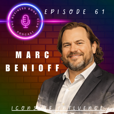 Portrait of Marc Benioff against a vibrant background with the text "Episode 61".