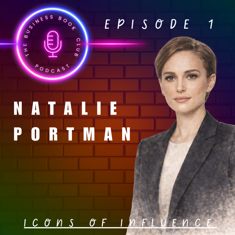 A promotional graphic featuring Natalie Portman for a podcast episode.